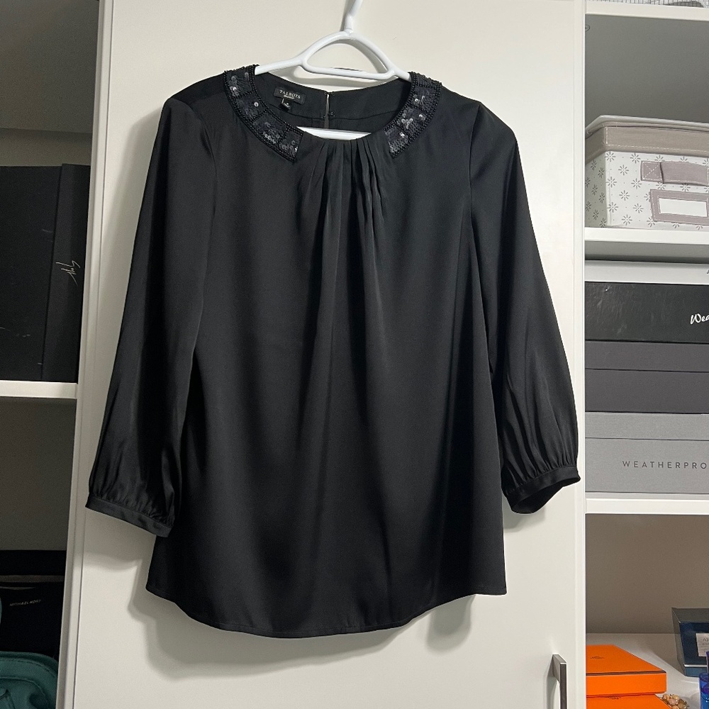 Talbots, Size 8, Black, 92% Silk, 8% Spandex